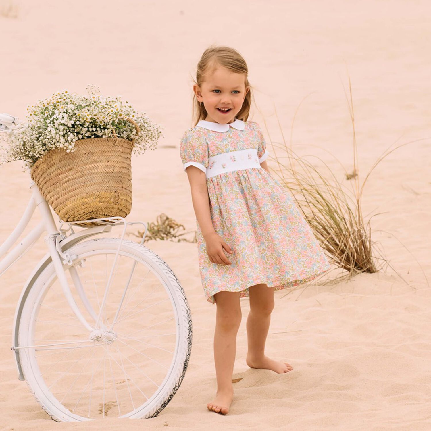 Younger Girls Pink & White Floral Dress, 1, hi-res image number null