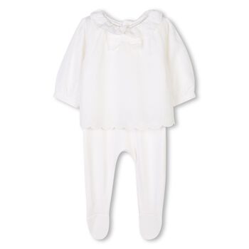 Baby Girls Ivory Logo Babygrow