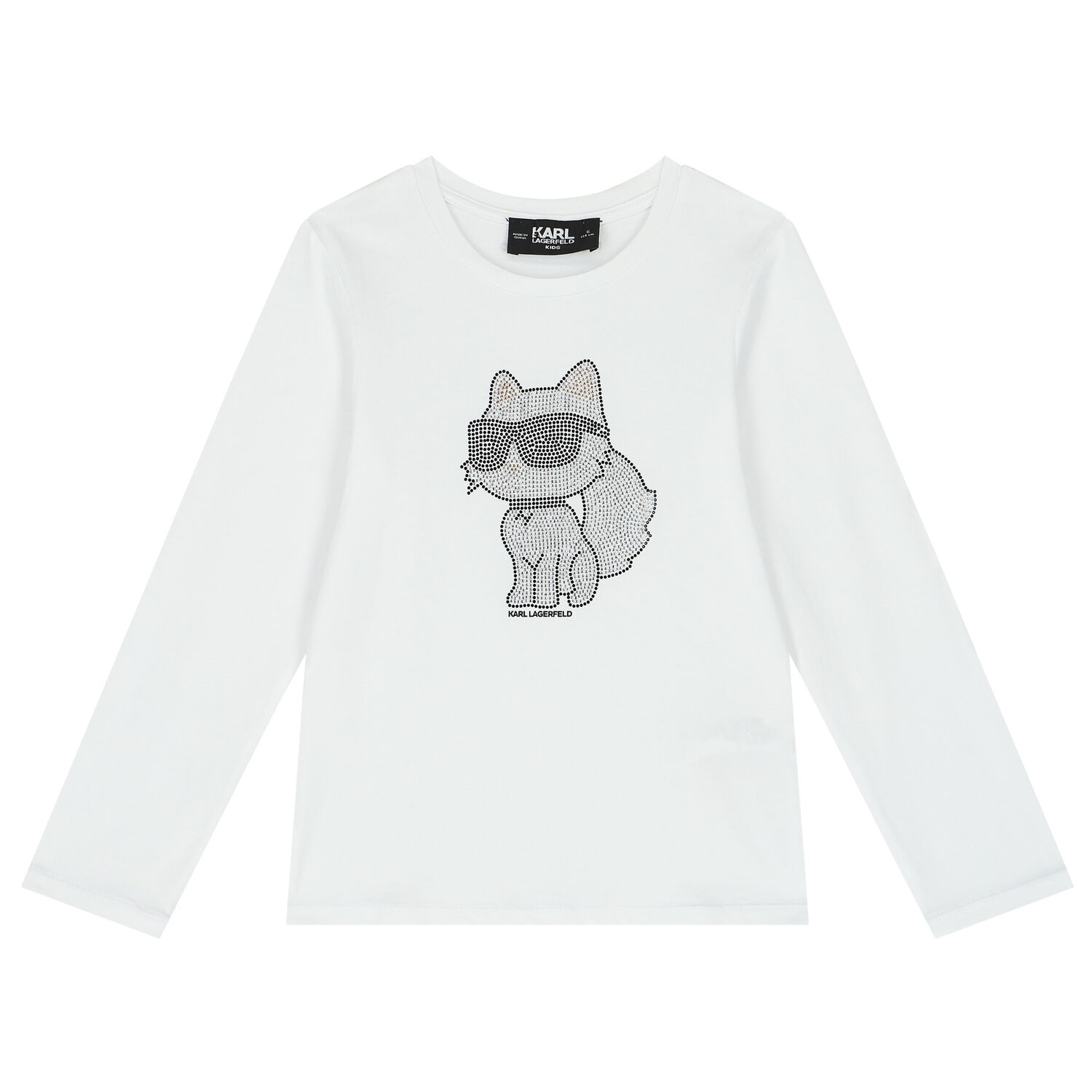Girls White Choupette Long Sleeve Top, 1, hi-res