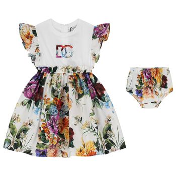 Younger Girls Multi-Coloured Logo Floral Dress Set