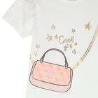 Girls White Logo Bag Dress, 1, hi-res