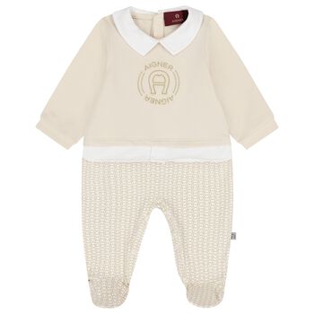Beige Logo Babygrow