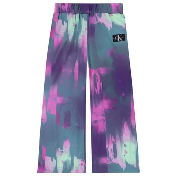 Girls Purple & Blue Logo Trousers