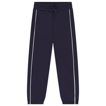 Boys Navy Blue Tiger Logo Joggers
