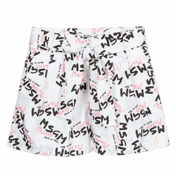 Girls White Logo Shorts