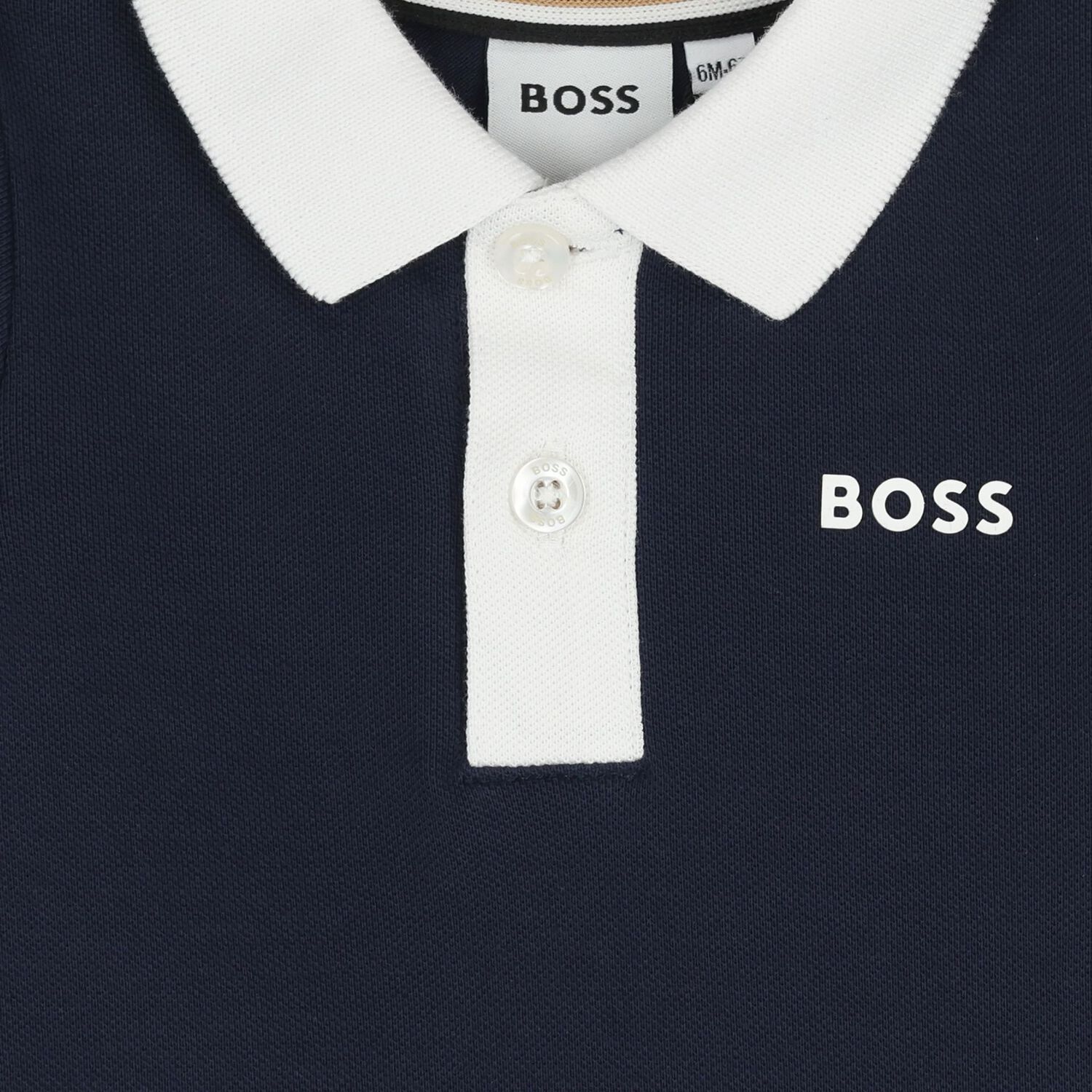 Younger Boys Navy Blue Logo Polo Shirt, 2, hi-res