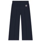 Girls Navy Blue Logo Trousers, 1, hi-res