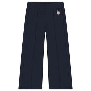 Girls Navy Blue Logo Trousers