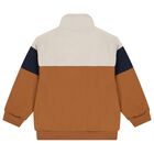 Boys Ivory, Beige & Navy Blue Tracksuit, 1, hi-res