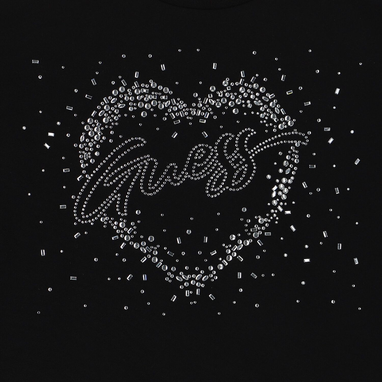 Girls Black Embellished Logo Sweatshirt, 1, hi-res