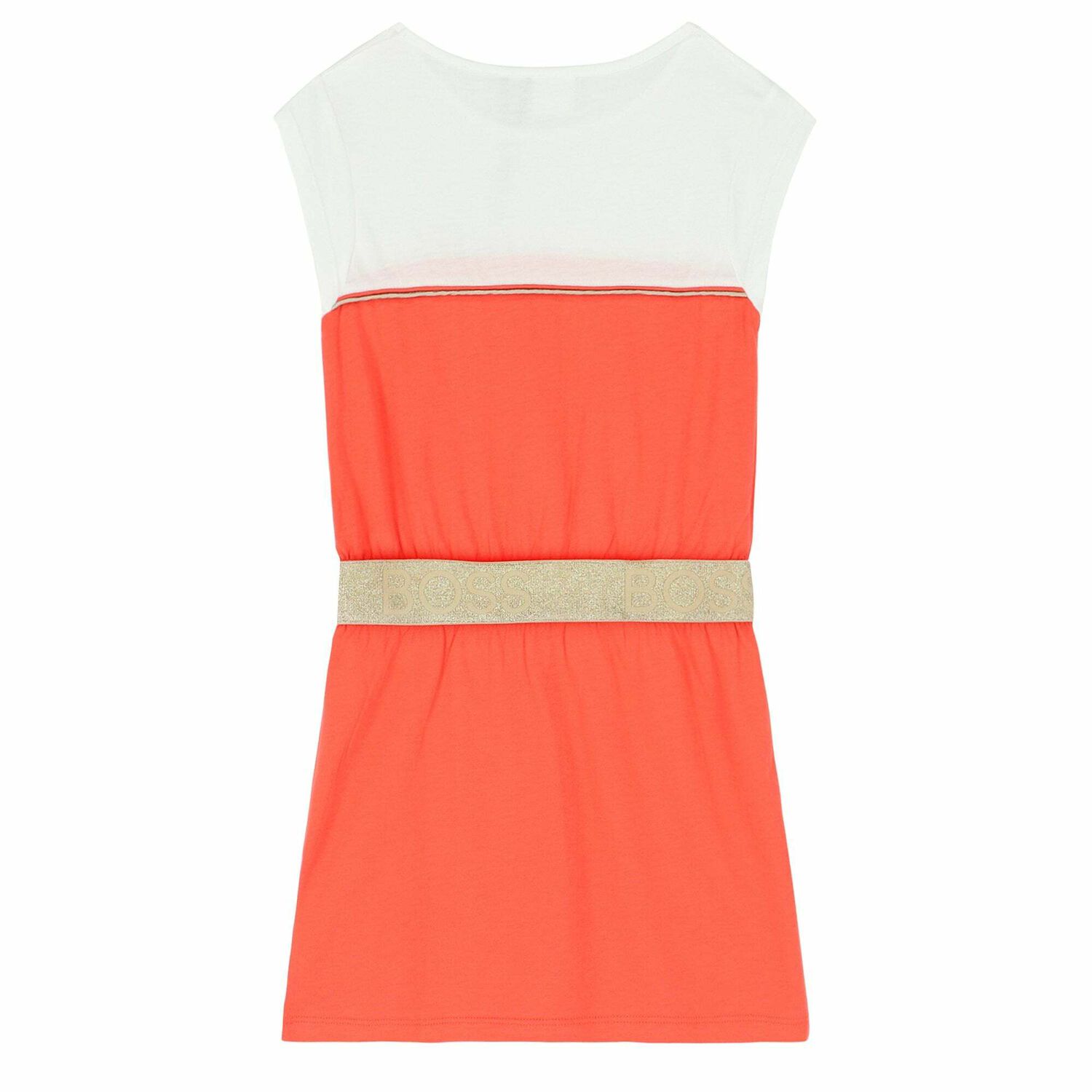 Girls Orange & White Logo Dress, 1, hi-res