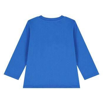 Younger Blue Teddy Bear Logo Long Sleeve Top