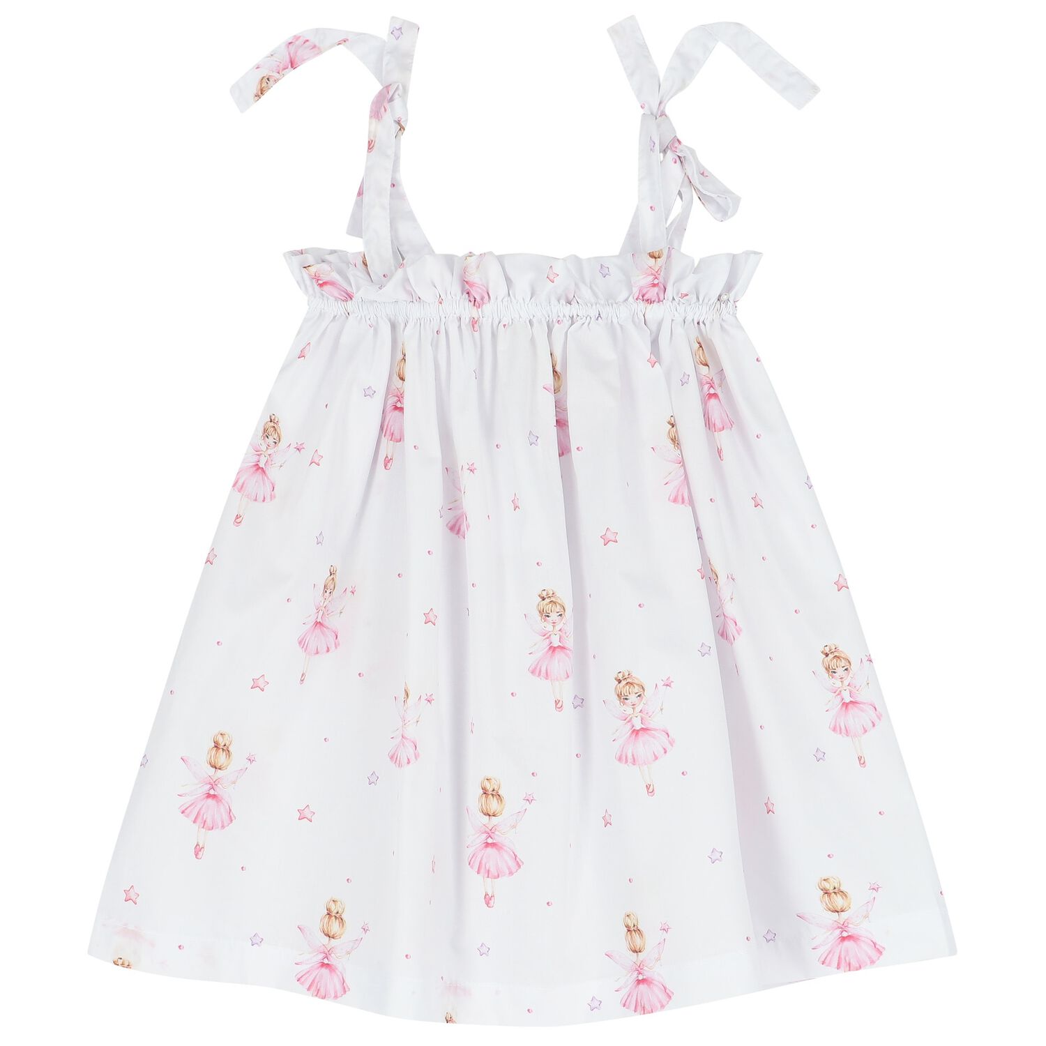 Girls White & Pink Ballerinas Beach Dress, 1, hi-res