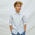 Boys White & Blue Long Sleeve Shirt, 1, hi-res