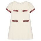 Girls Ivory Boucl&eacute; Dress, 1, hi-res