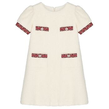Girls Ivory Boucl&eacute; Dress