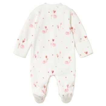 Baby Girls Ivory & Pink Babygrow