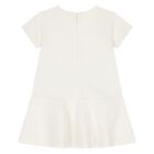 Younger Girls Ivory & Gold Logo Dress, 1, hi-res