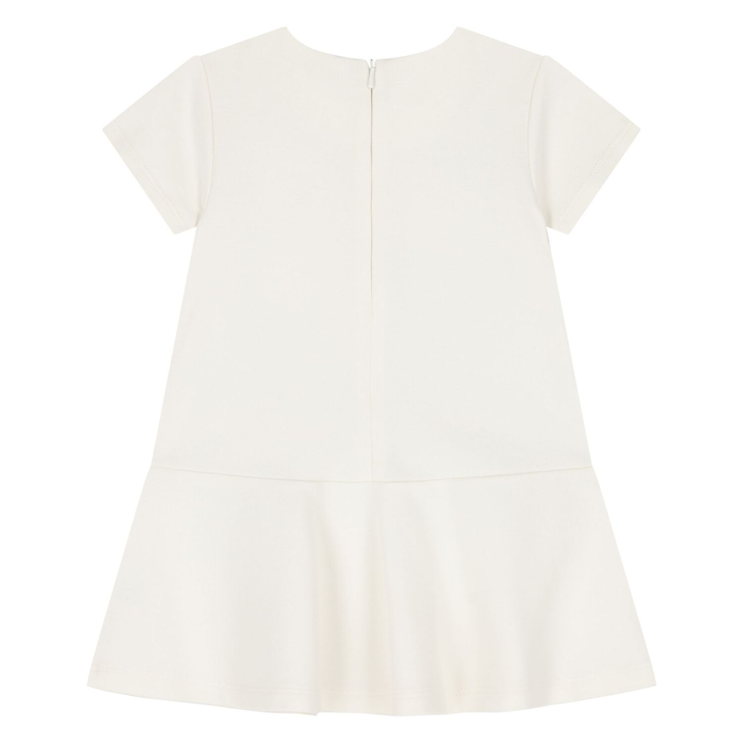 Younger Girls Ivory & Gold Logo Dress, 1, hi-res