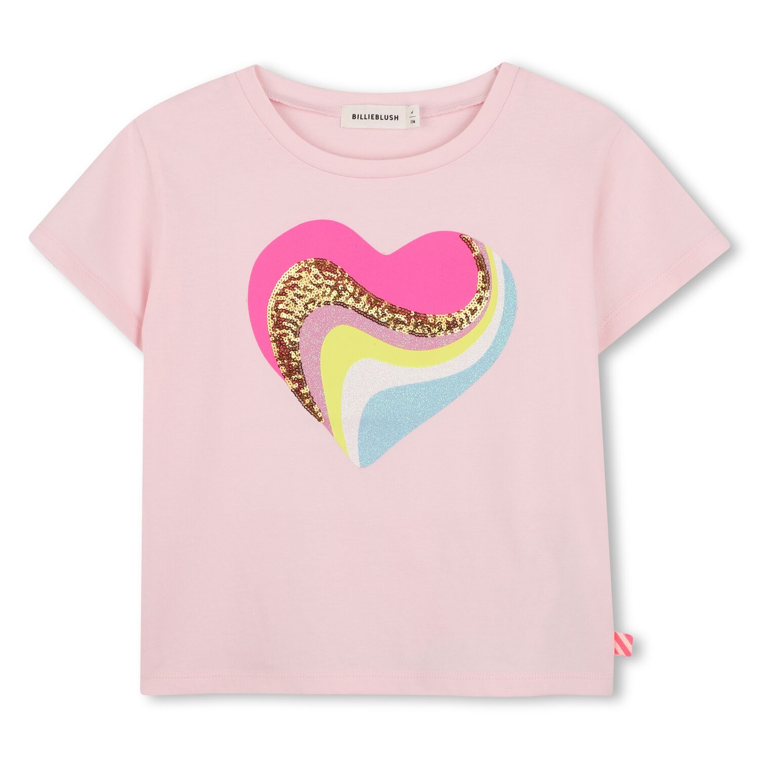 Girls Pink Embellished Heart T-Shirt, 1, hi-res