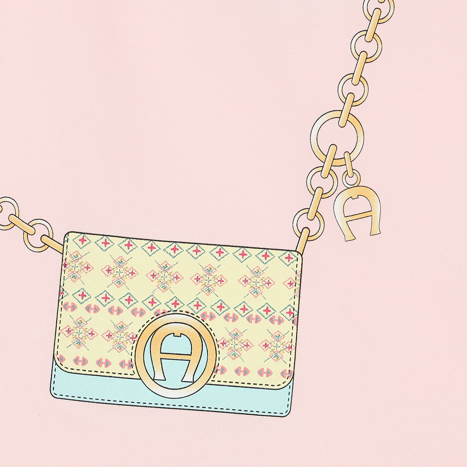 تيشيرت بالشعار باللون الوردي للبنات, 1, hi-res