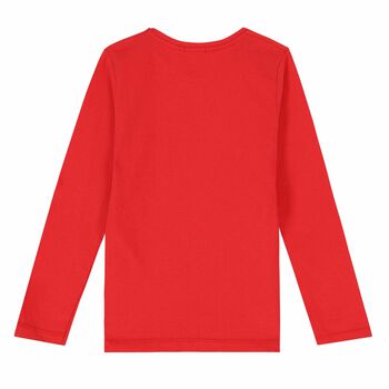 Boys Red Logo Long Sleeve Top