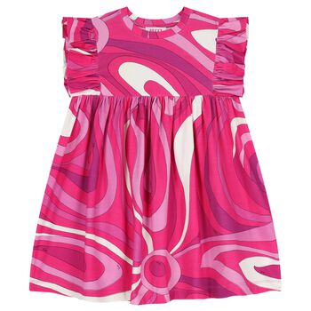 Girls Pink & Purple Ruffled Iride Dress