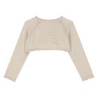 Younger Girls Beige Knitted Cardigan, 1, hi-res