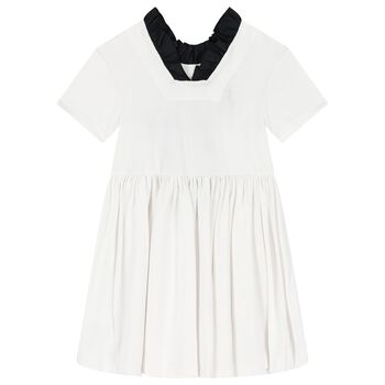 Girls White Logo Floral Dress