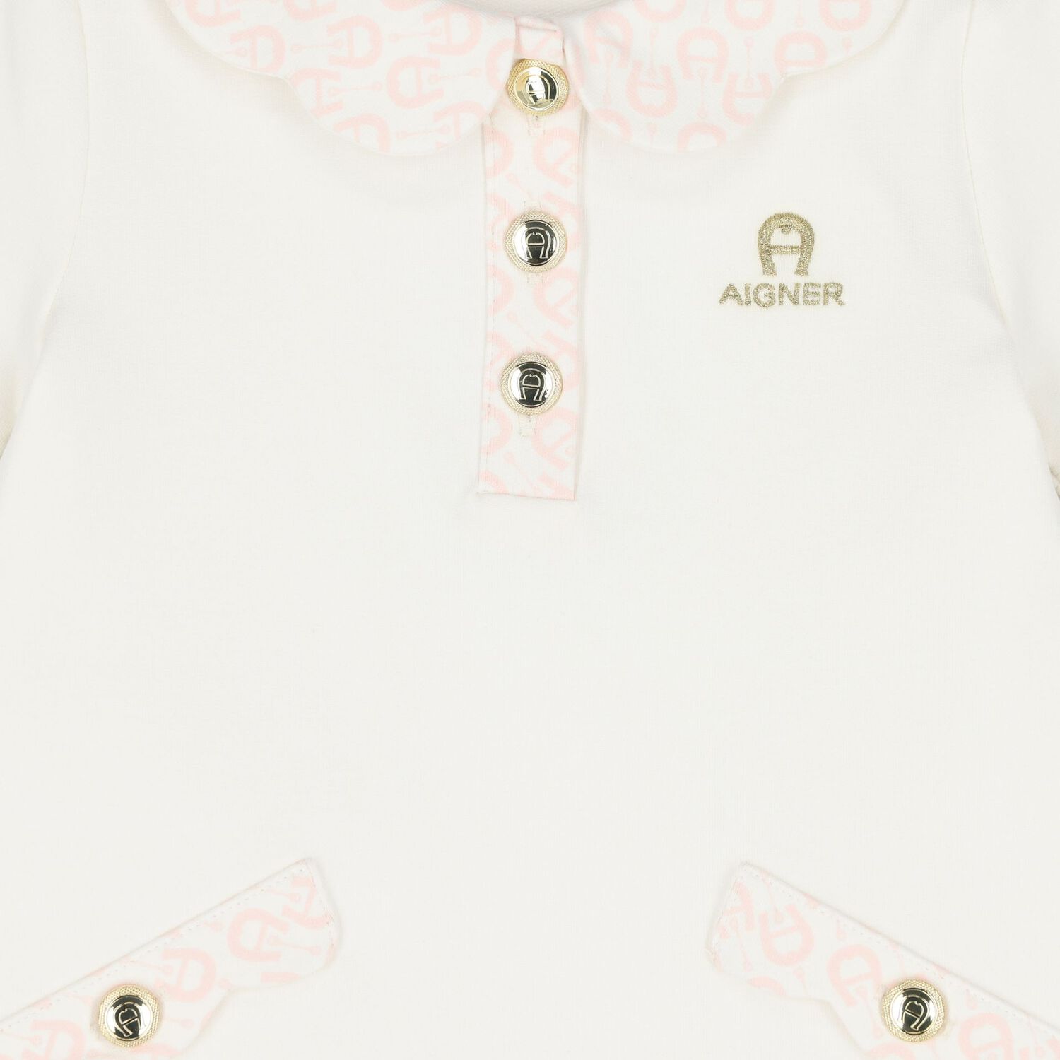 Younger Girls Ivory Logo Dress, 2, hi-res