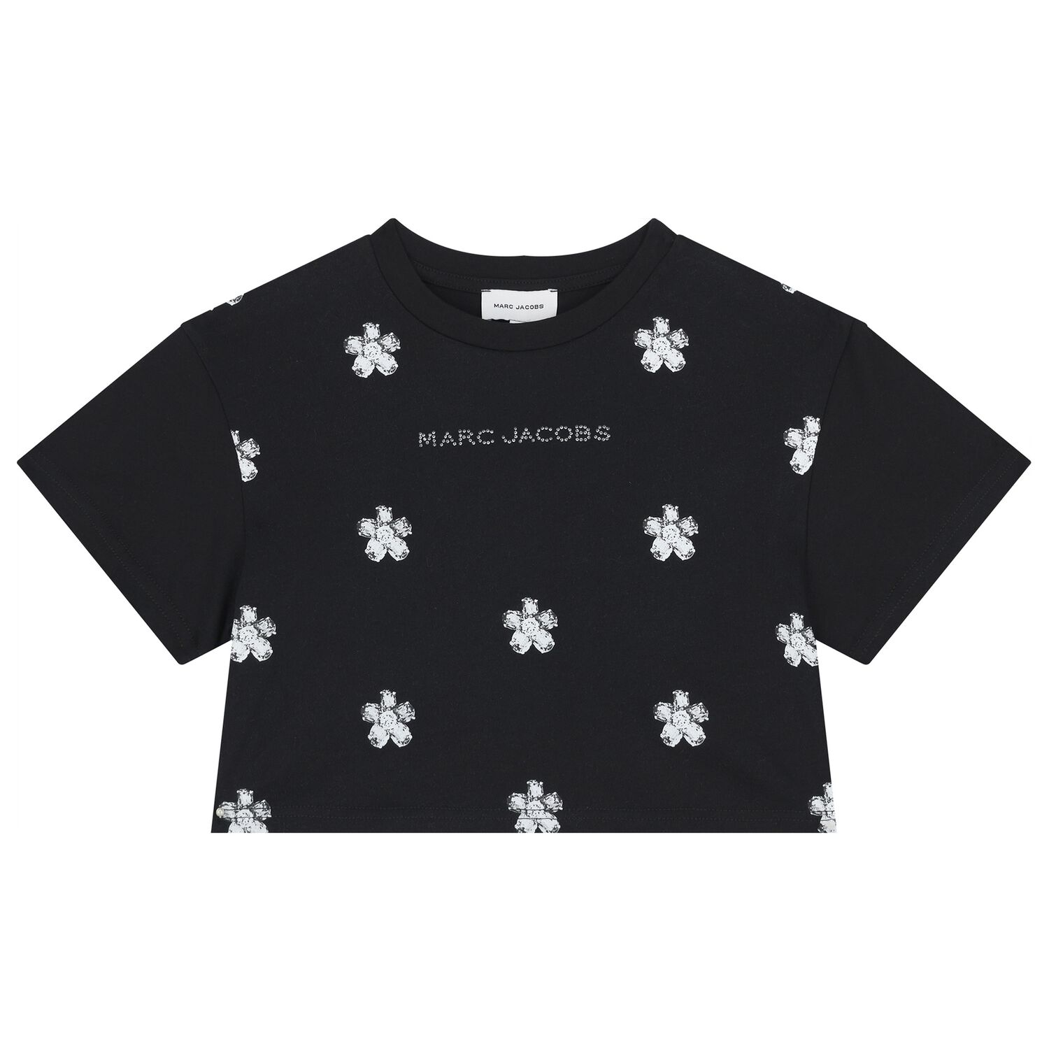 Girls Black Flower Logo T-Shirt, 1, hi-res