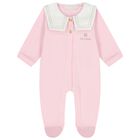 Baby Girls White & Pink Logo Babygrow, 2, hi-res