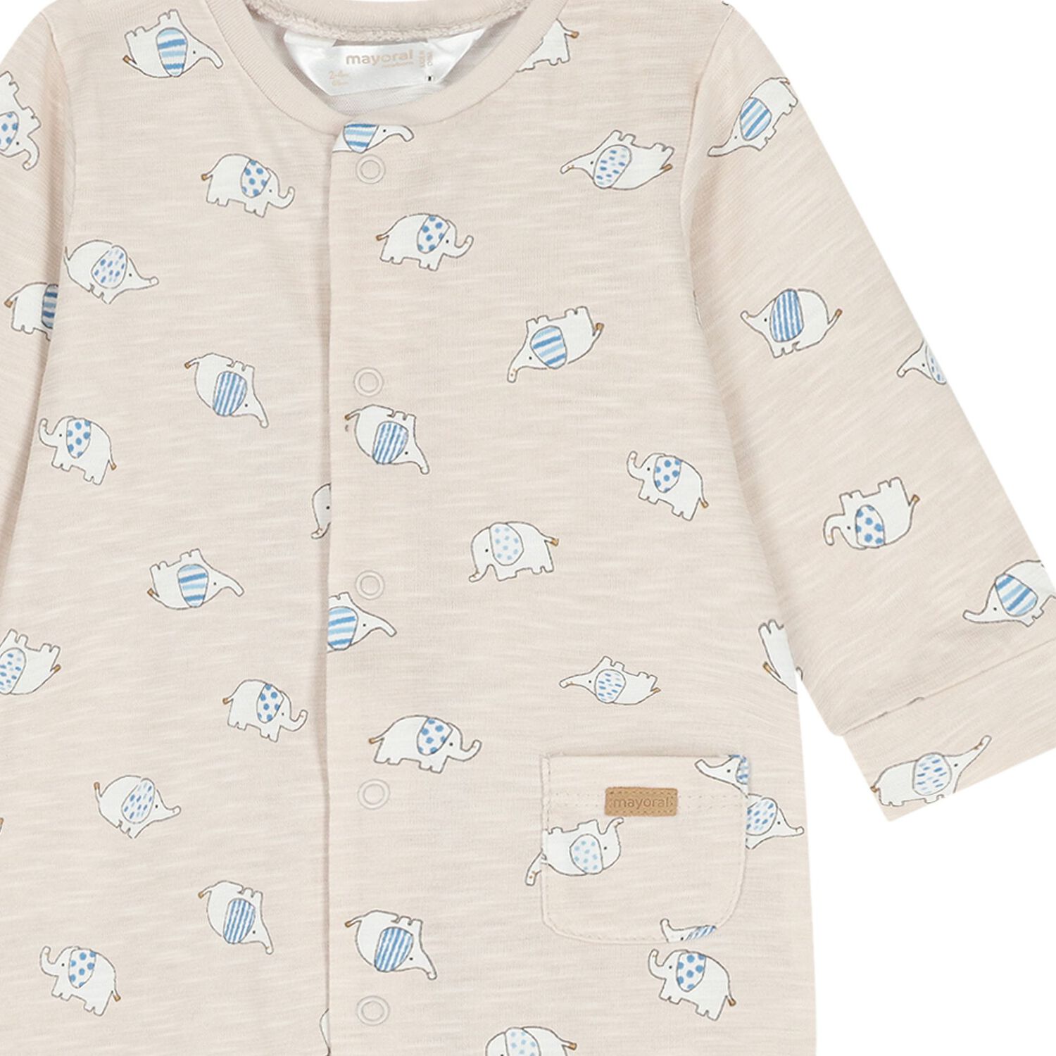 Baby Boys Beige Elephant Babygrow Set, 2, hi-res