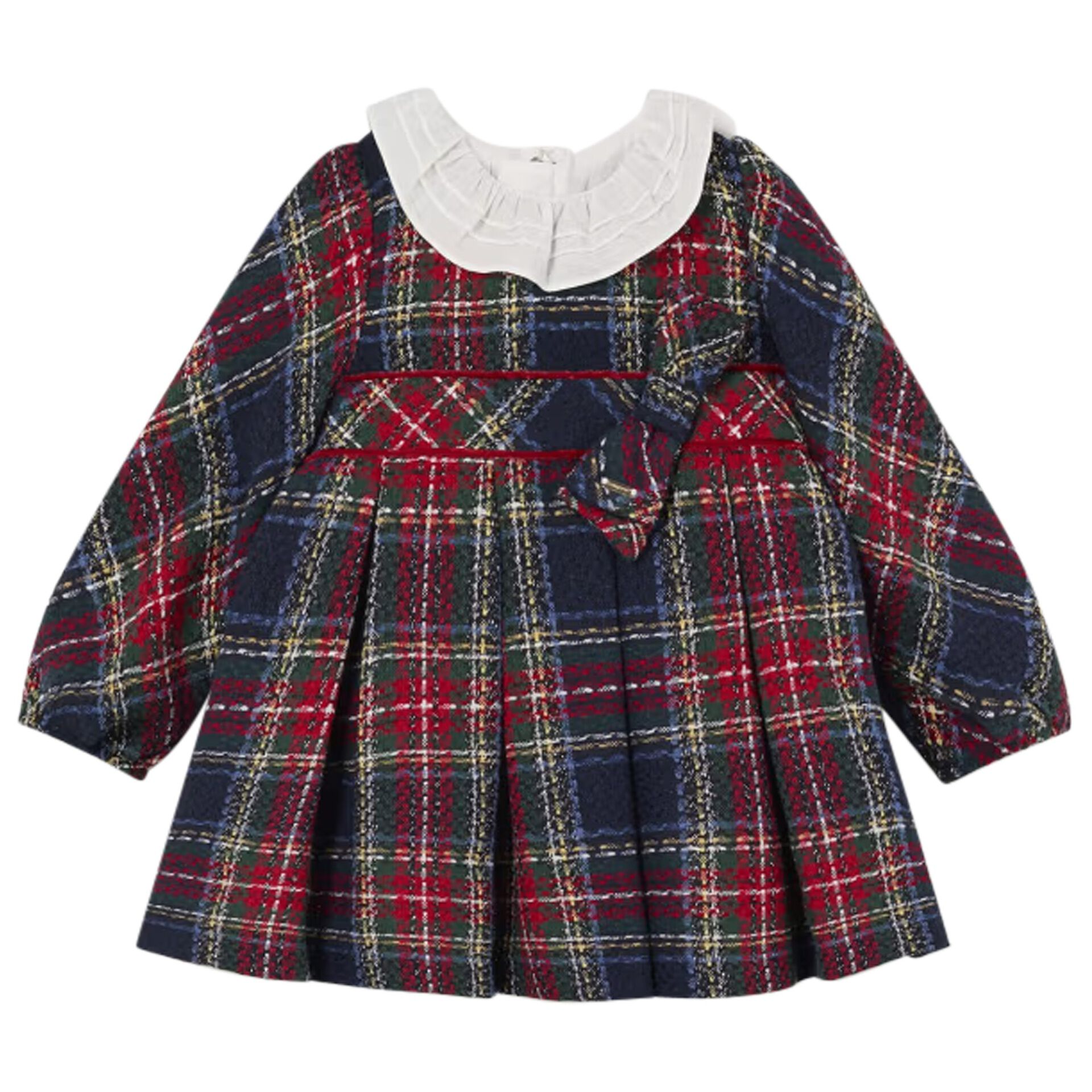 Mayoral Younger Girls Navy Blue Red Check Dress Junior Couture
