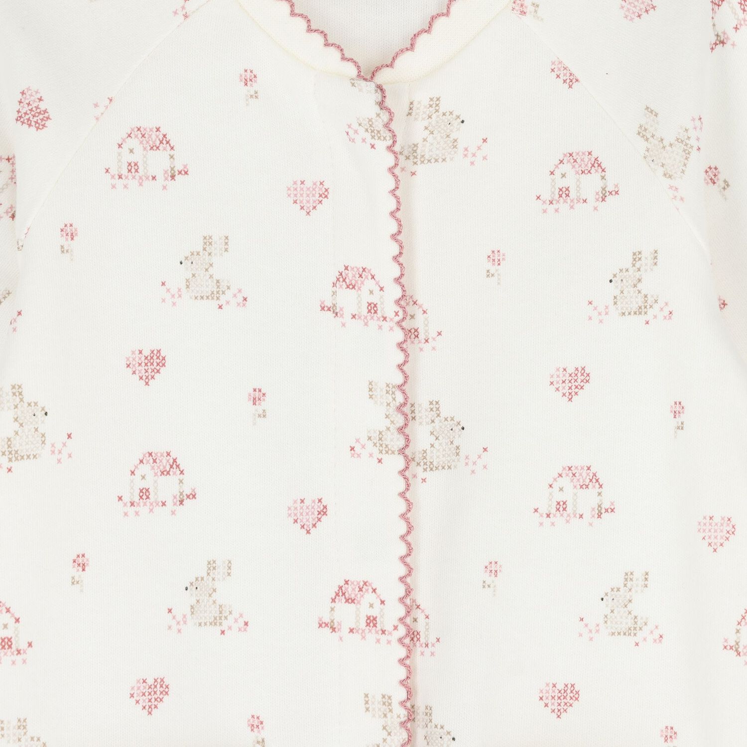 Baby Girls Ivory & Pink Bunny Babygrows ( 2-Pack ), 3, hi-res