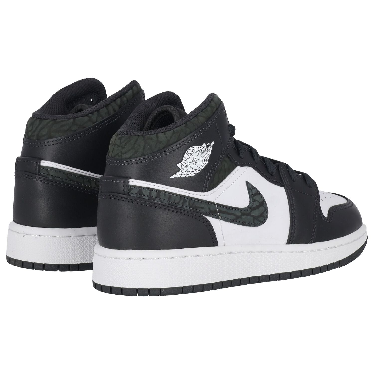 Black, Green & White Air Jordan 1 Mid Trainers, 1, hi-res