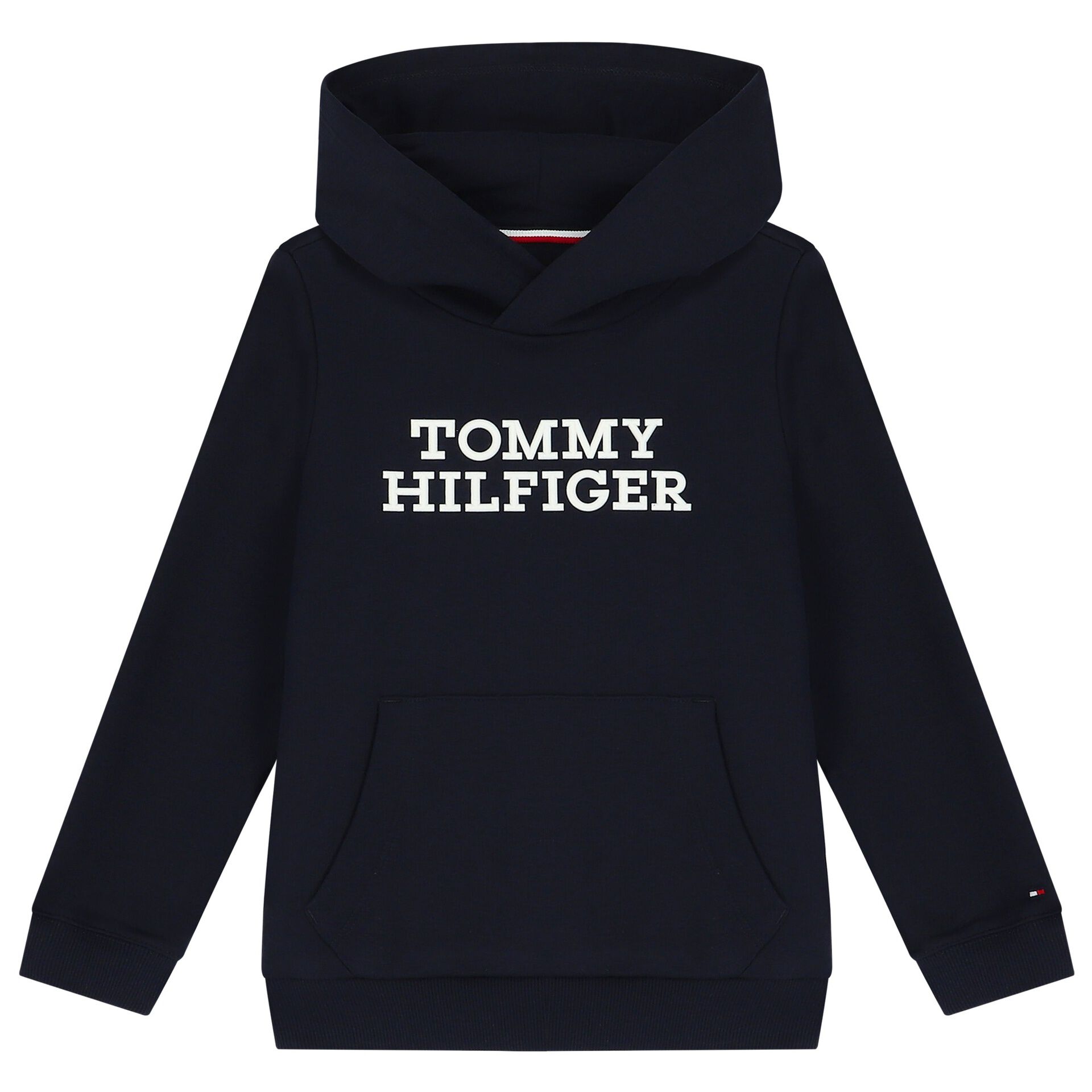 Tommy Hilfiger Boys Navy Blue Logo Hooded Top Junior Couture USA