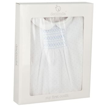 Baby Boys White Dot Babygrow