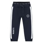 Younger Boys Navy Blue Logo Joggers, 1, hi-res