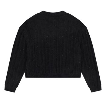 Girls Black Sequin Knit Cardigan