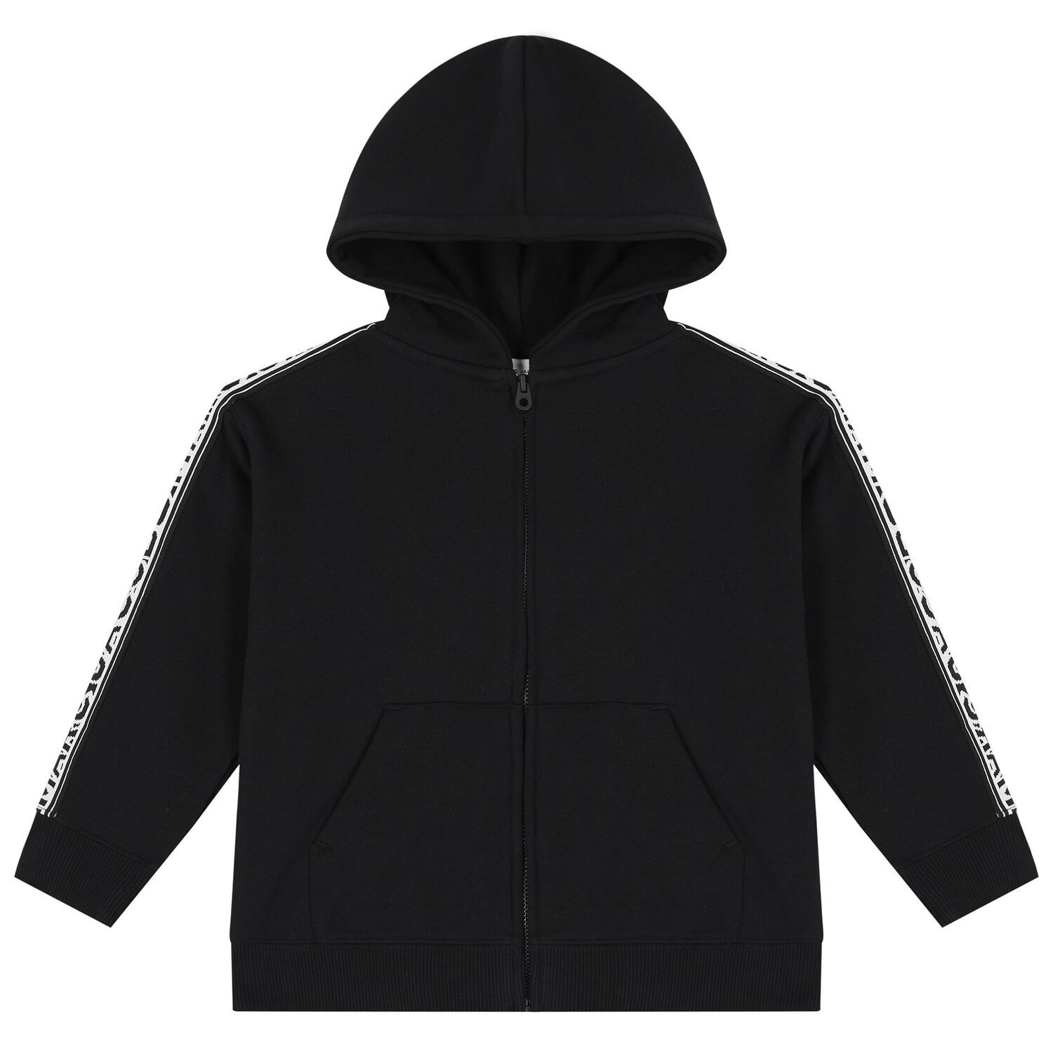 Black Logo Hooded Zip Up Top, 1, hi-res image number null