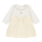 Baby Girls Ivory Logo Dress, 1, hi-res