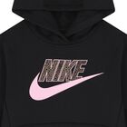 Girls Black Logo Hooded Top, 1, hi-res