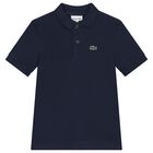 Boys Navy Blue Logo Polo Shirt, 3, hi-res