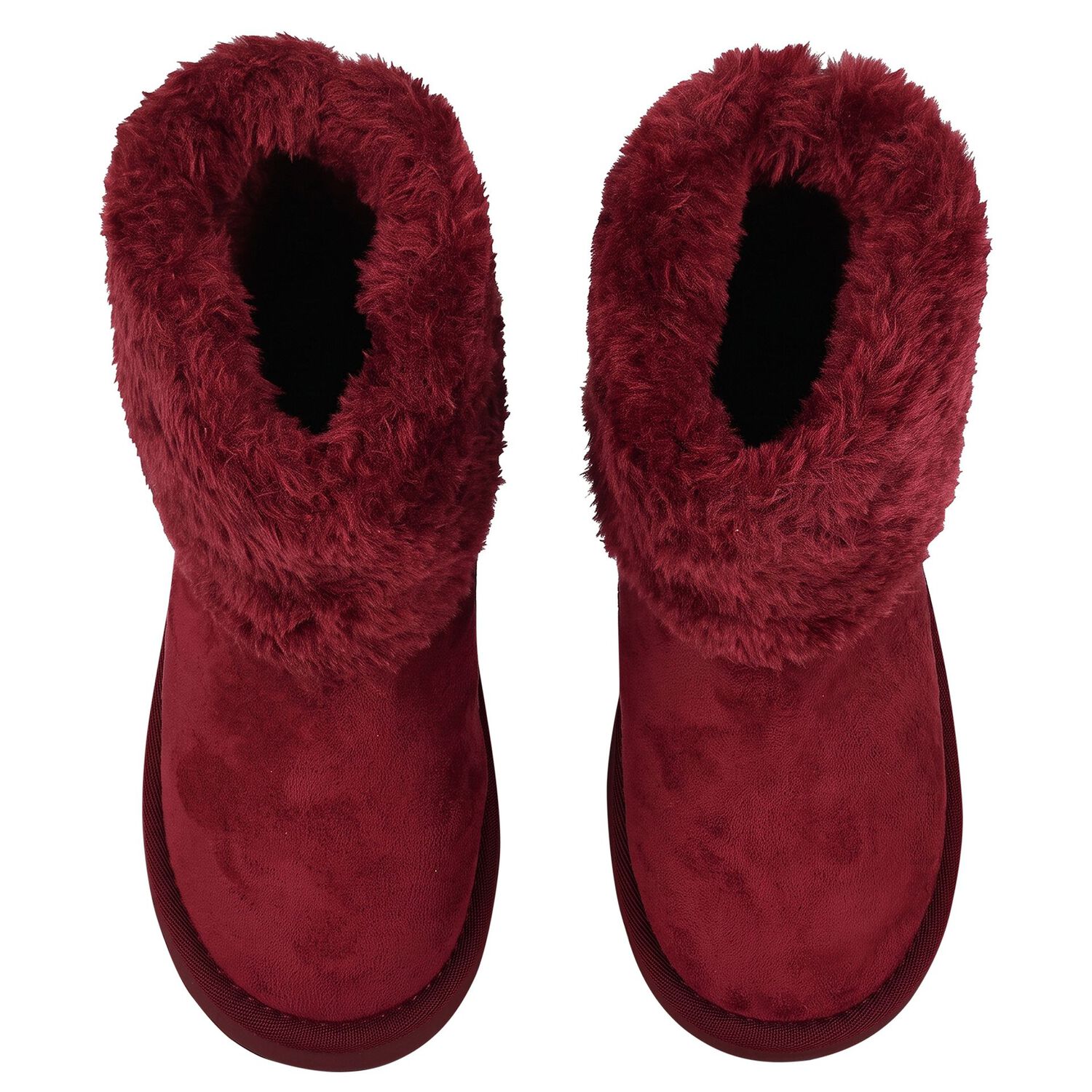 Girls Burgundy Faux Fur Boots, 1, hi-res