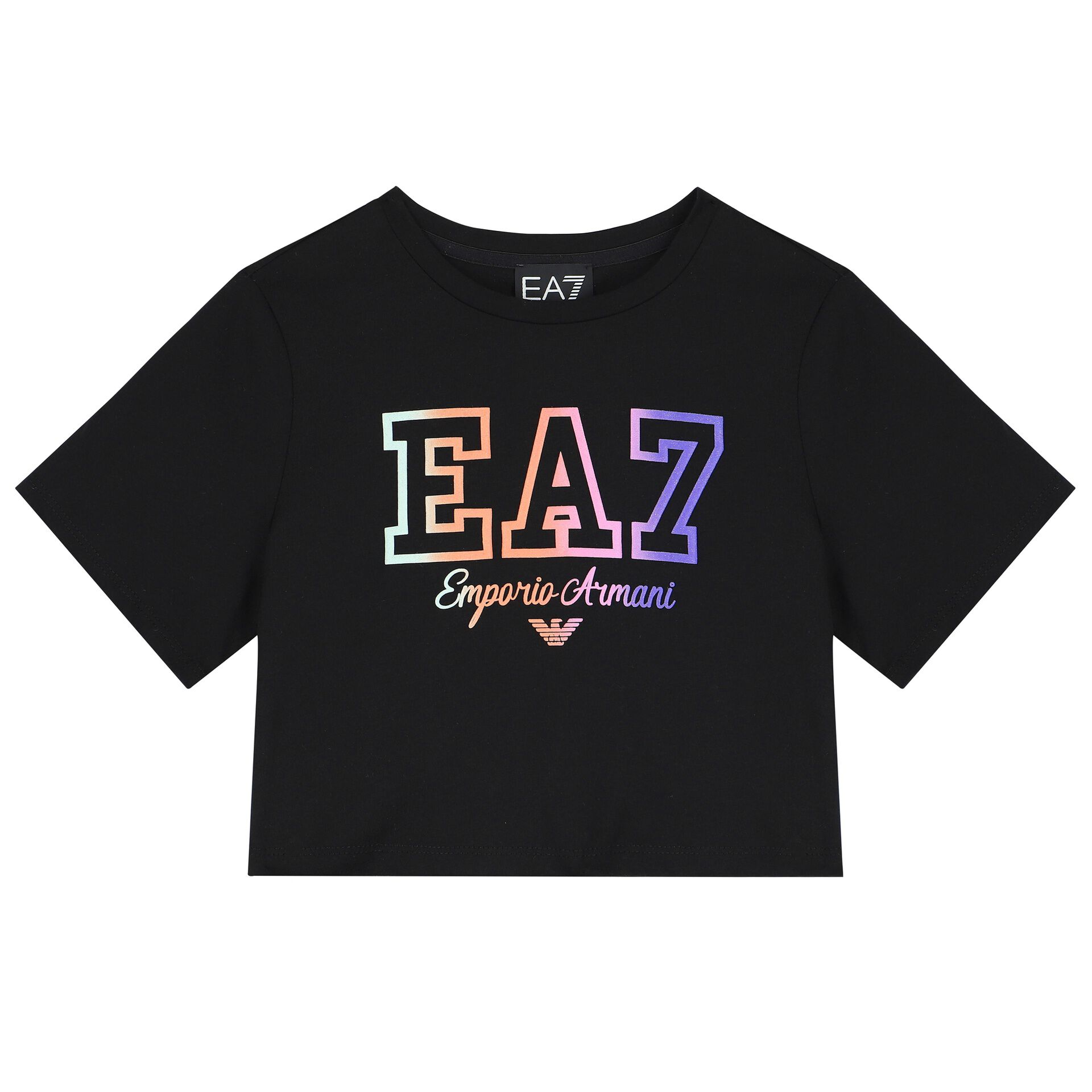 EA7 Emporio Armani Girls Black Logo T Shirt Junior Couture