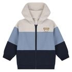 Younger Boys Blue, Beige & Navy Blue 3-Piece Tracksuit, 5, hi-res