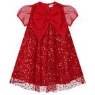 Girls Red Chiffon & Tulle Sequin Dress, 2, hi-res