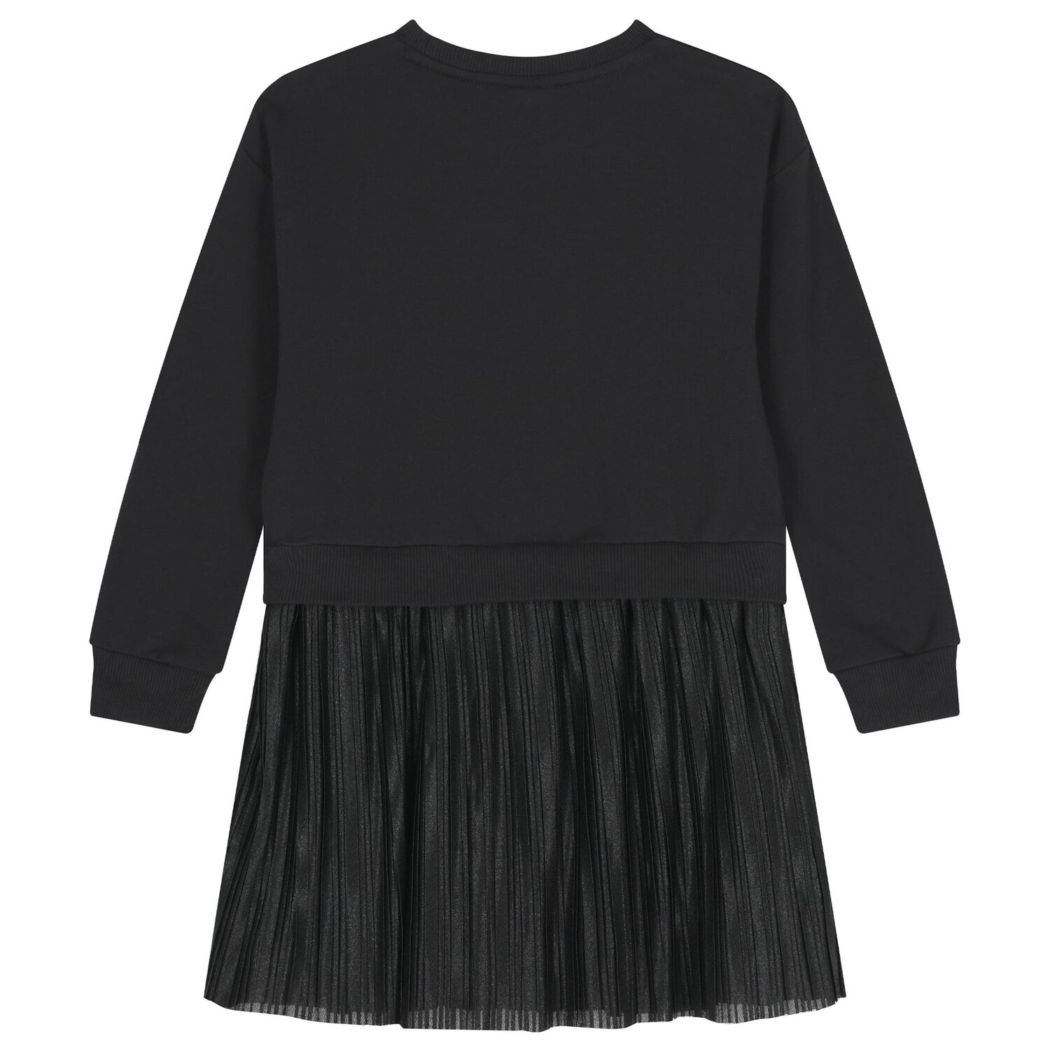 Girls Black Bag Pleated Dress, 1, hi-res