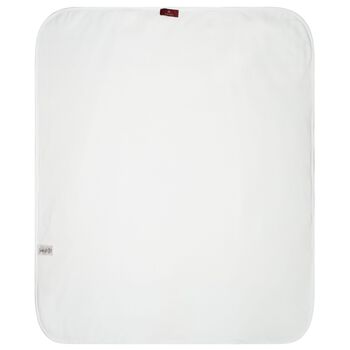 Baby Boys White & Blue Teddy Bear Logo Blanket 